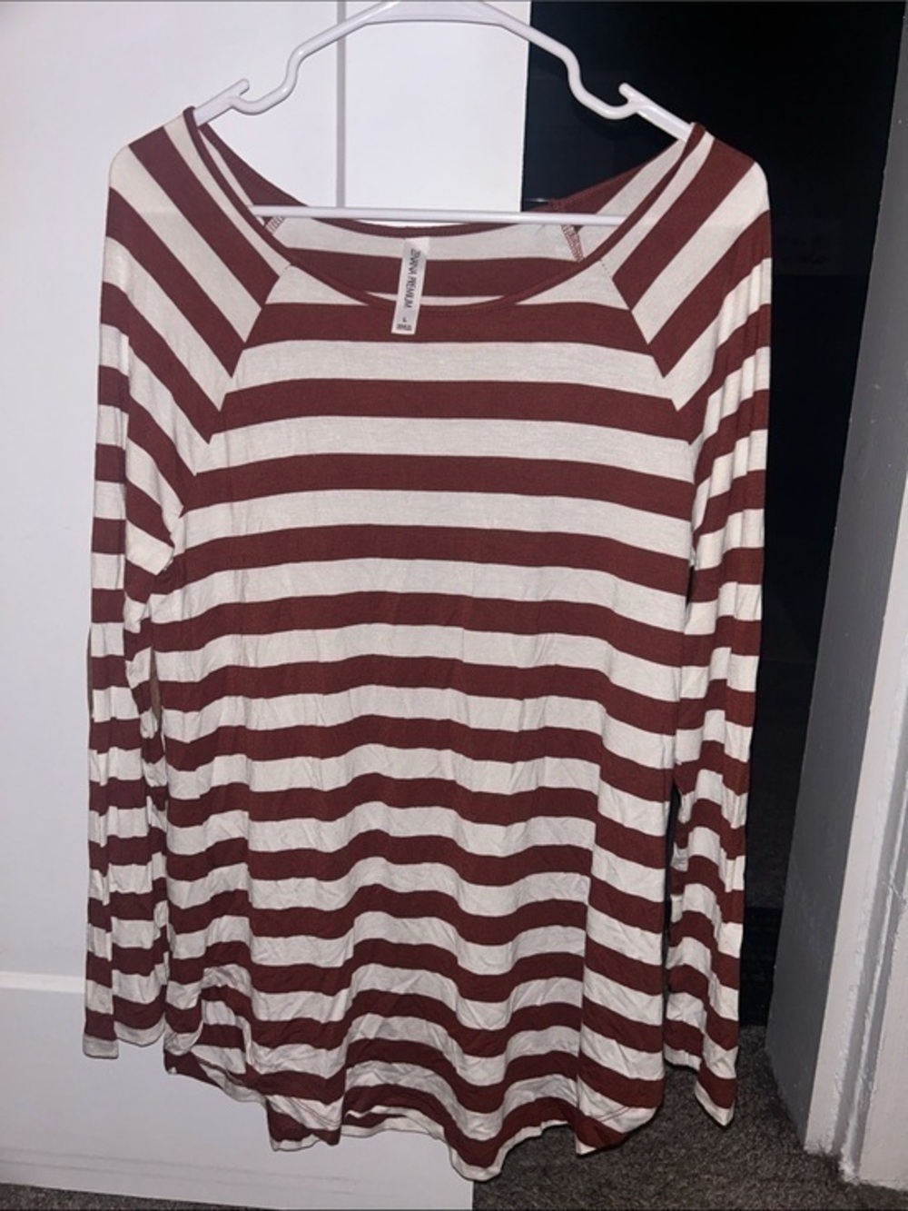 Zenana Striped Long Sleeve Top Purple/ Large